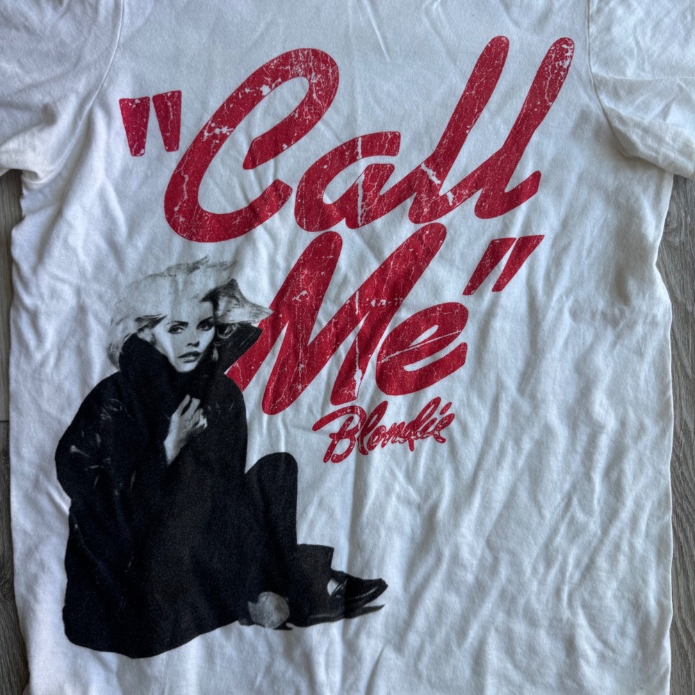 Blondie Call Me Debbie Harry Band Graphic T-Shirt White Cotton Small - Picture 2 of 8